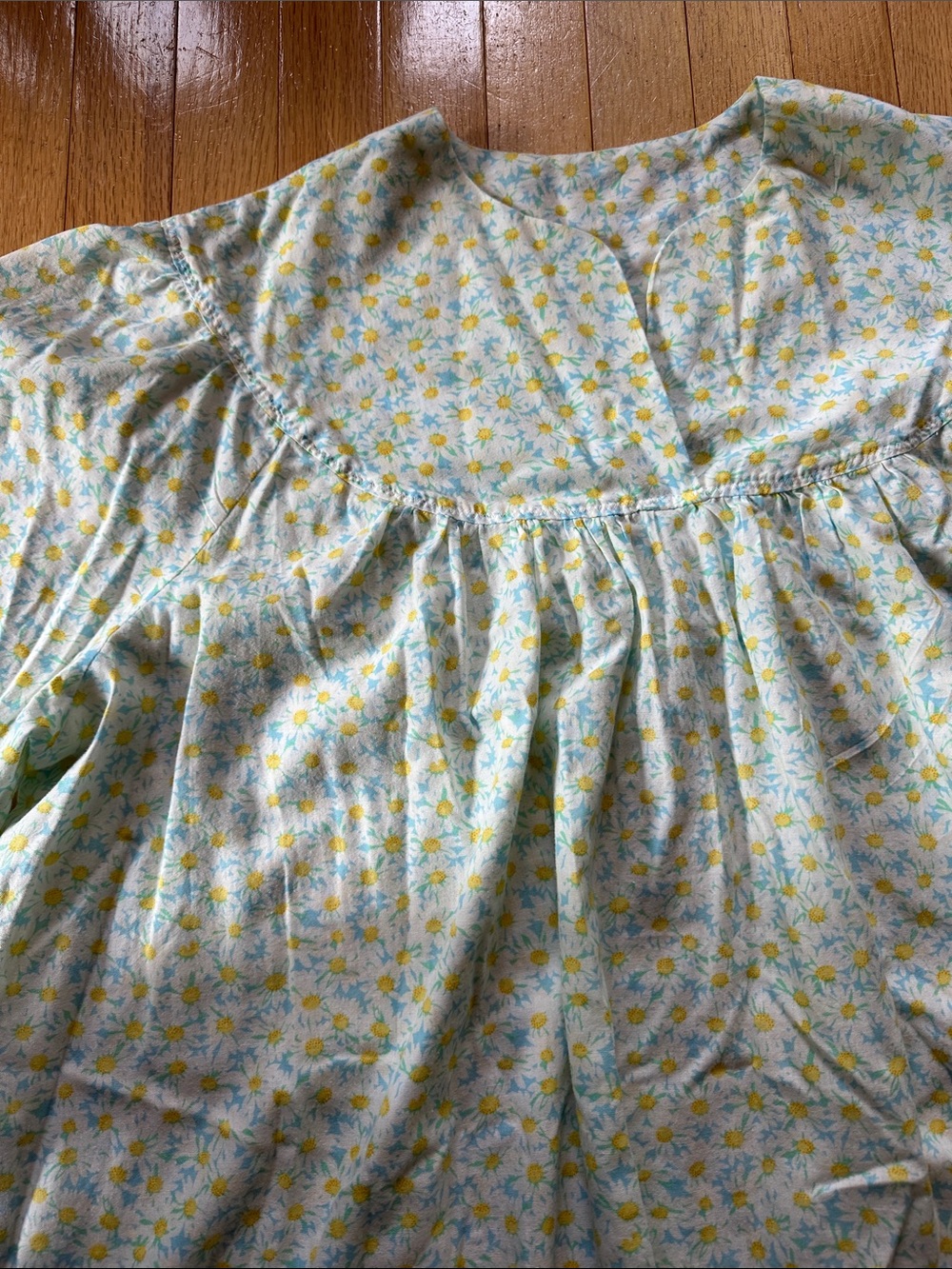 Vintage Pale Blue and Yellow Floral House Dress Nightgown 3X